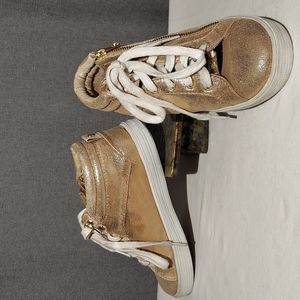 Michael Kors Rose Gold Side Zip Hightop Sneakers Kis size 3